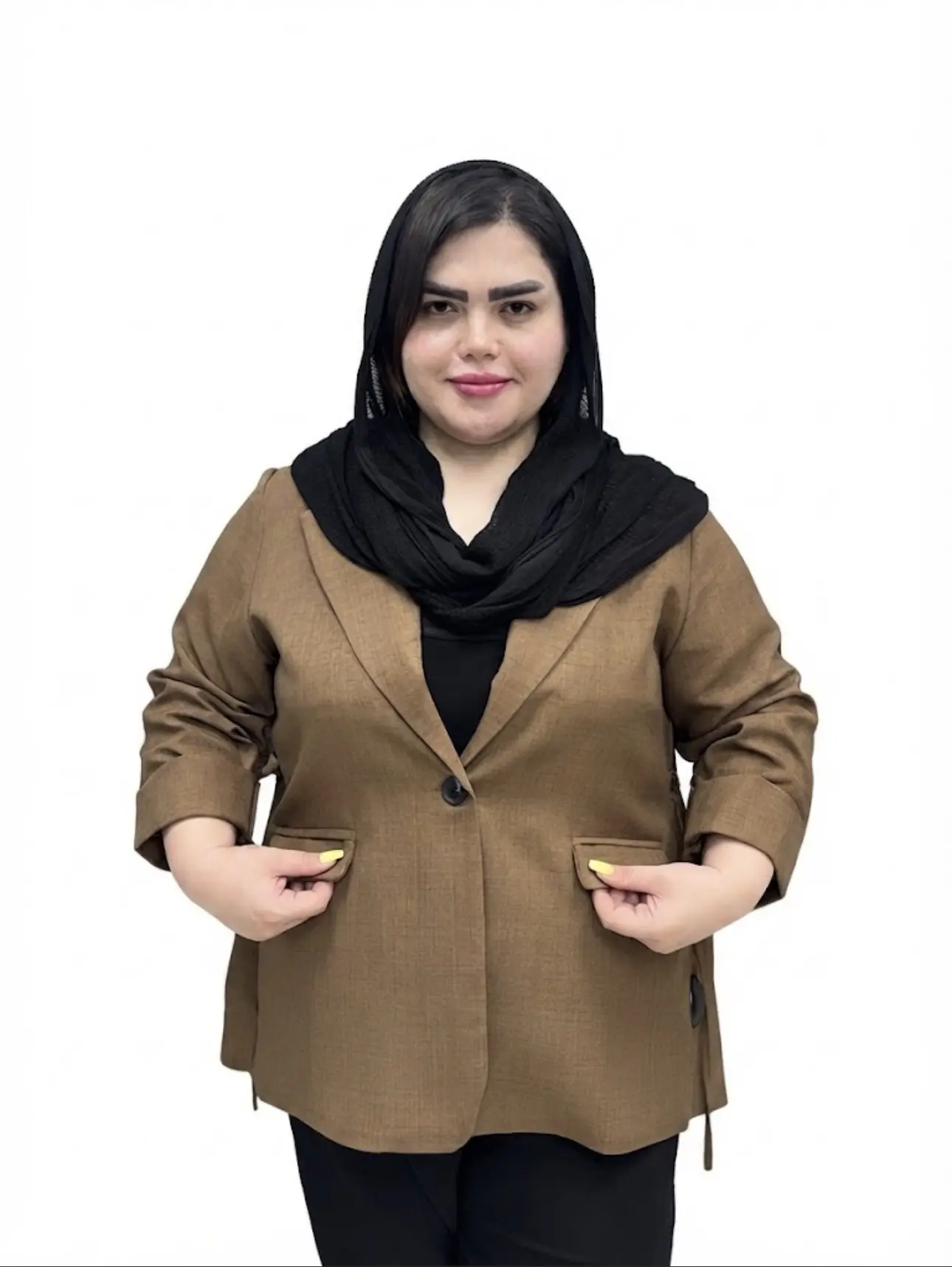 کت سایز بزرگ زنانه یقه انگلیسی تک دکمه
